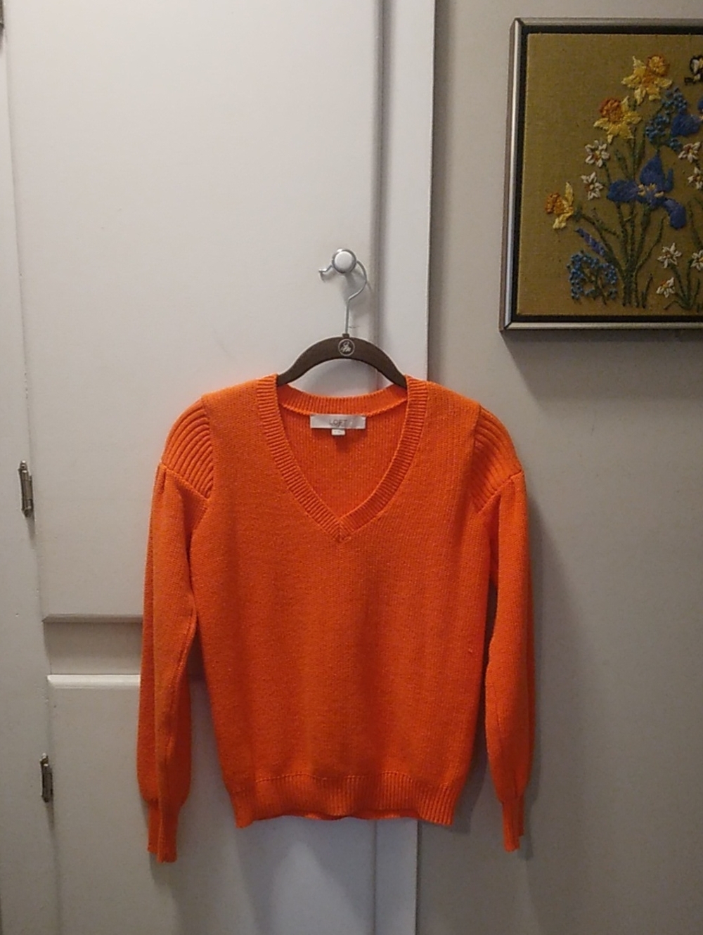 LOFT Orange V-Neck Women's Sweater